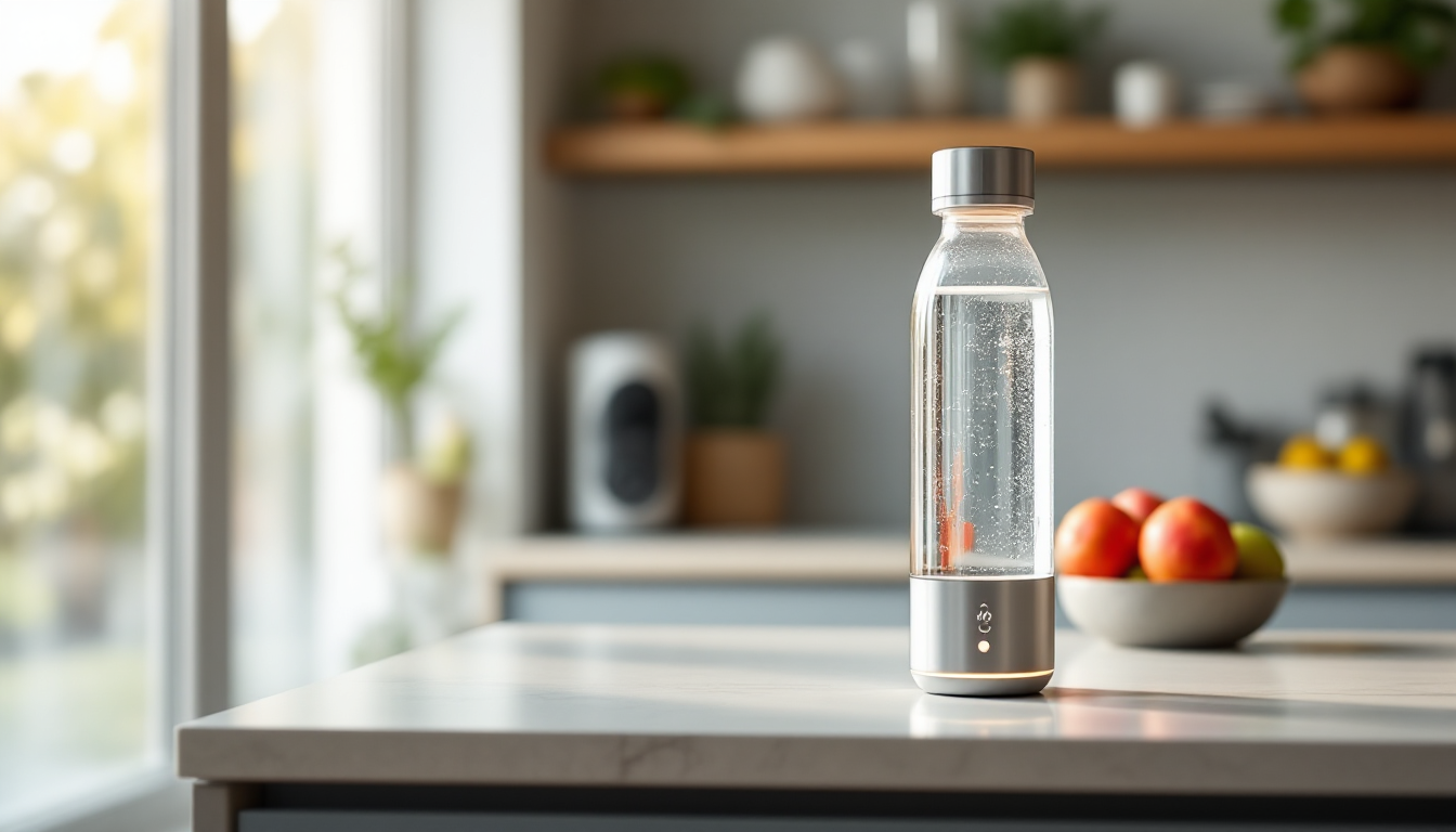 The ActivHydration hydrogen water bottle on a counter